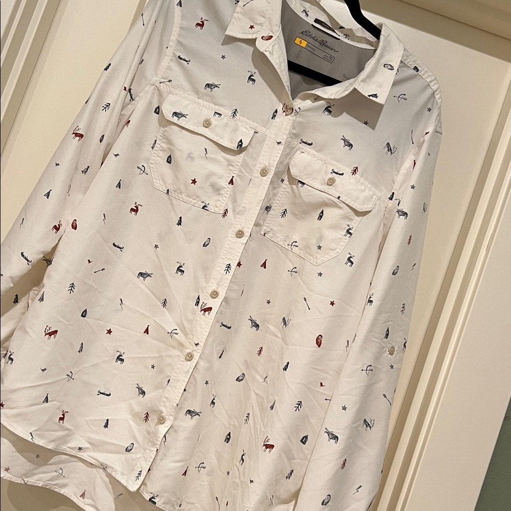 Eddie Bauer outdoor theme button down shirt, TXL - Picture 5 of 10